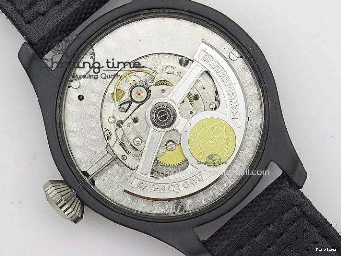 MIROTIME 0107 Durable Big Pilot 5019 Ceramic Case Black Dial Green Markers Asian 23J 7396